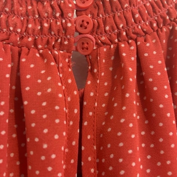 LOFT Peachy Orange Polka Dot Mock Neck Sleeveless Blouse M - Picture 6 of 6